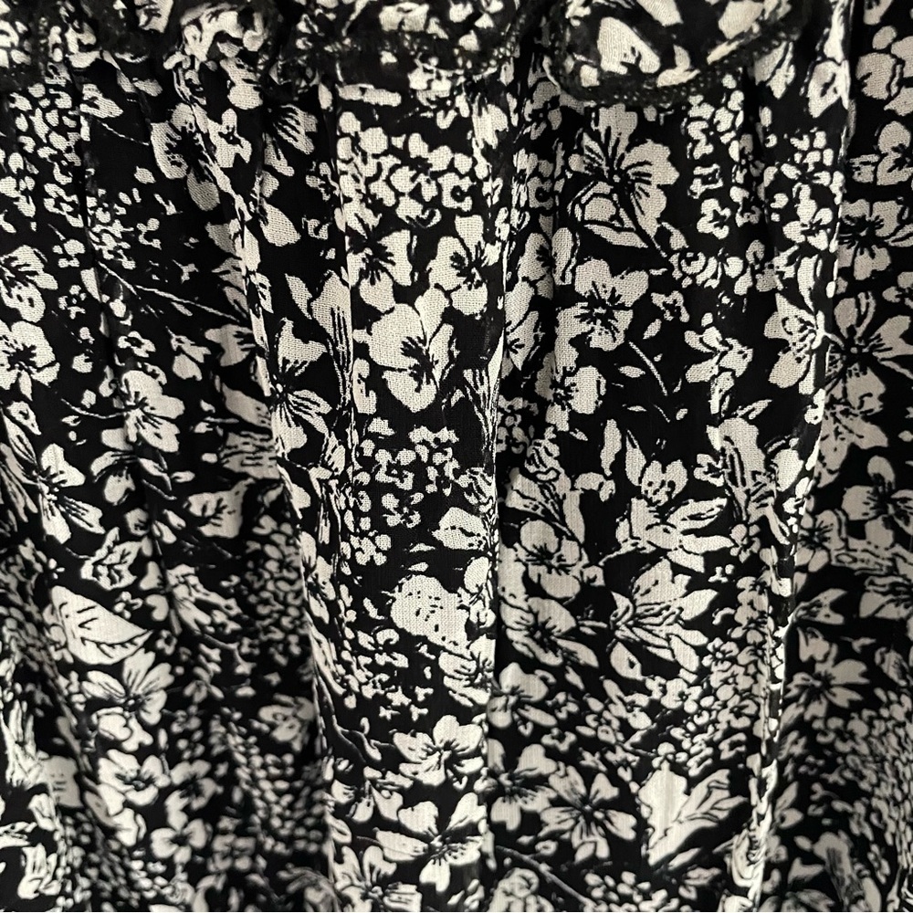 Anthropologie Marcella Tiered Midi Dress black white floral 26838 - Picture 11 of 15